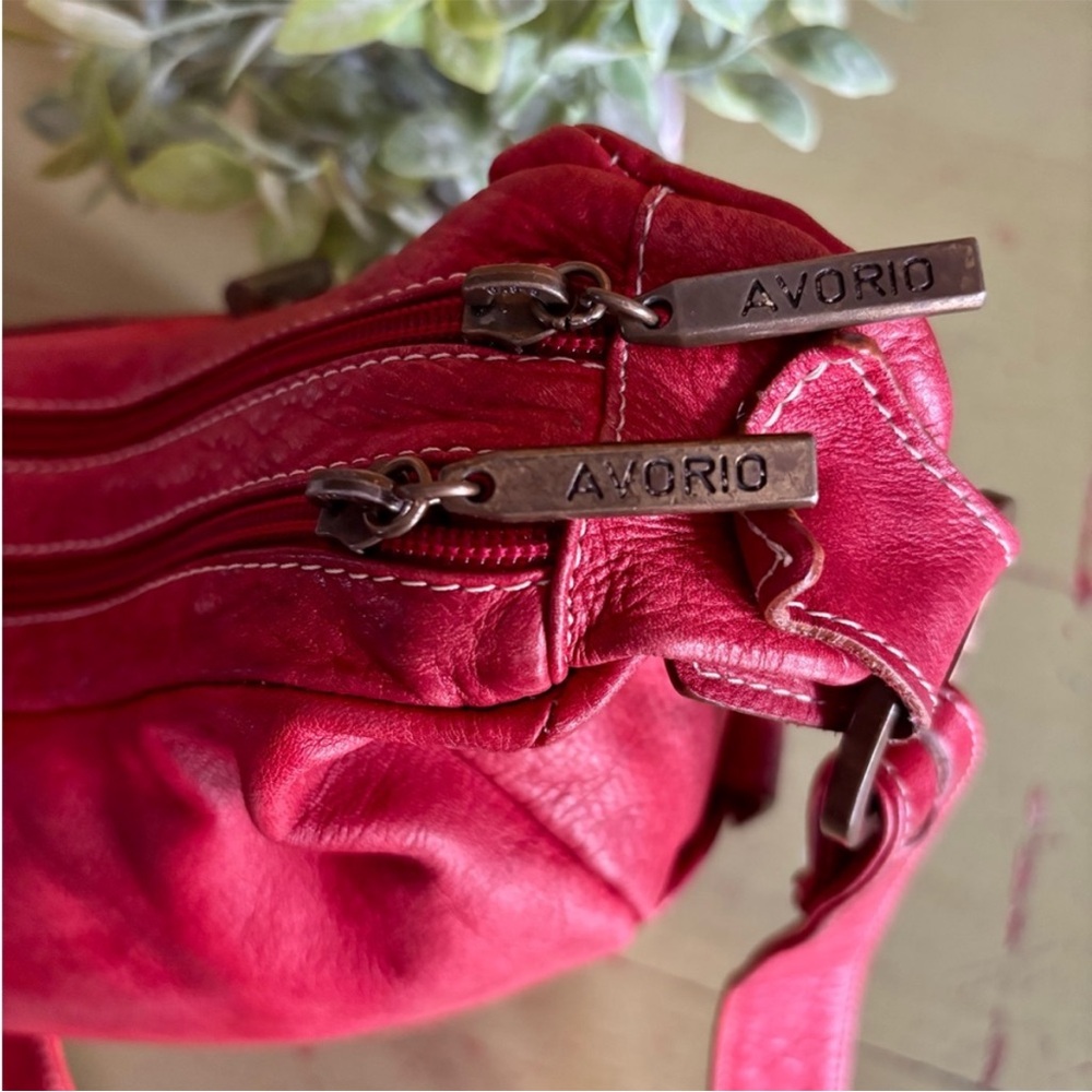 🎁SALE! VERA PELLE Red Leather Hobo Bag-Made in Italy - Picture 8 of 10